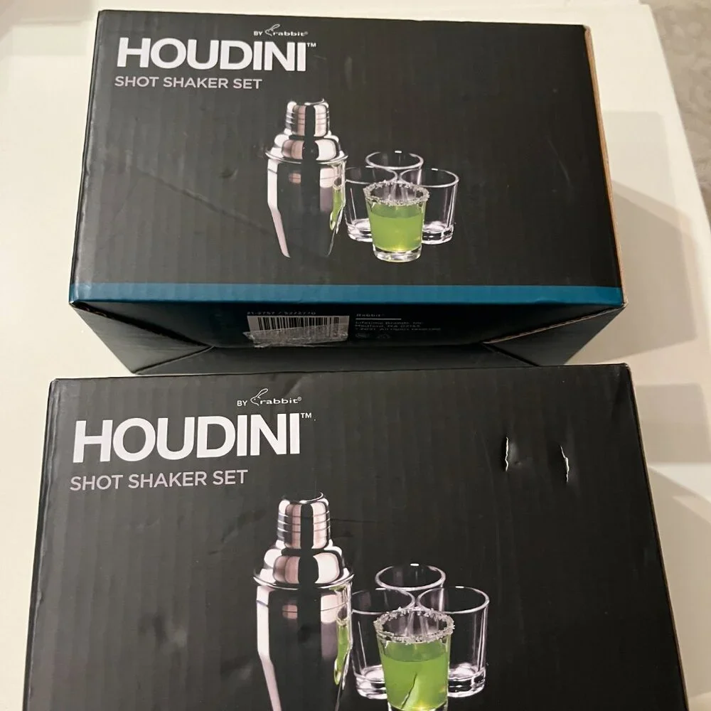 Bar Sets‎ with Cocktail Shaker Shot Glasses Cards & Dice (SET OF TWO / new)